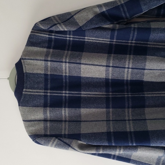 Old Navy Wool Blend Bomber Jacket Plaid Womens Medium Tall Blue Gray - Picture 7 of 14